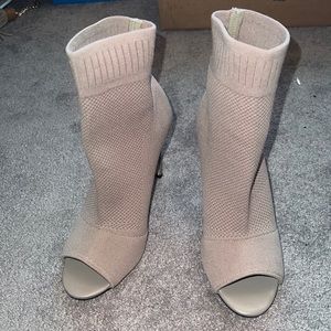 Call it spring Peep toe taupe heel size 8